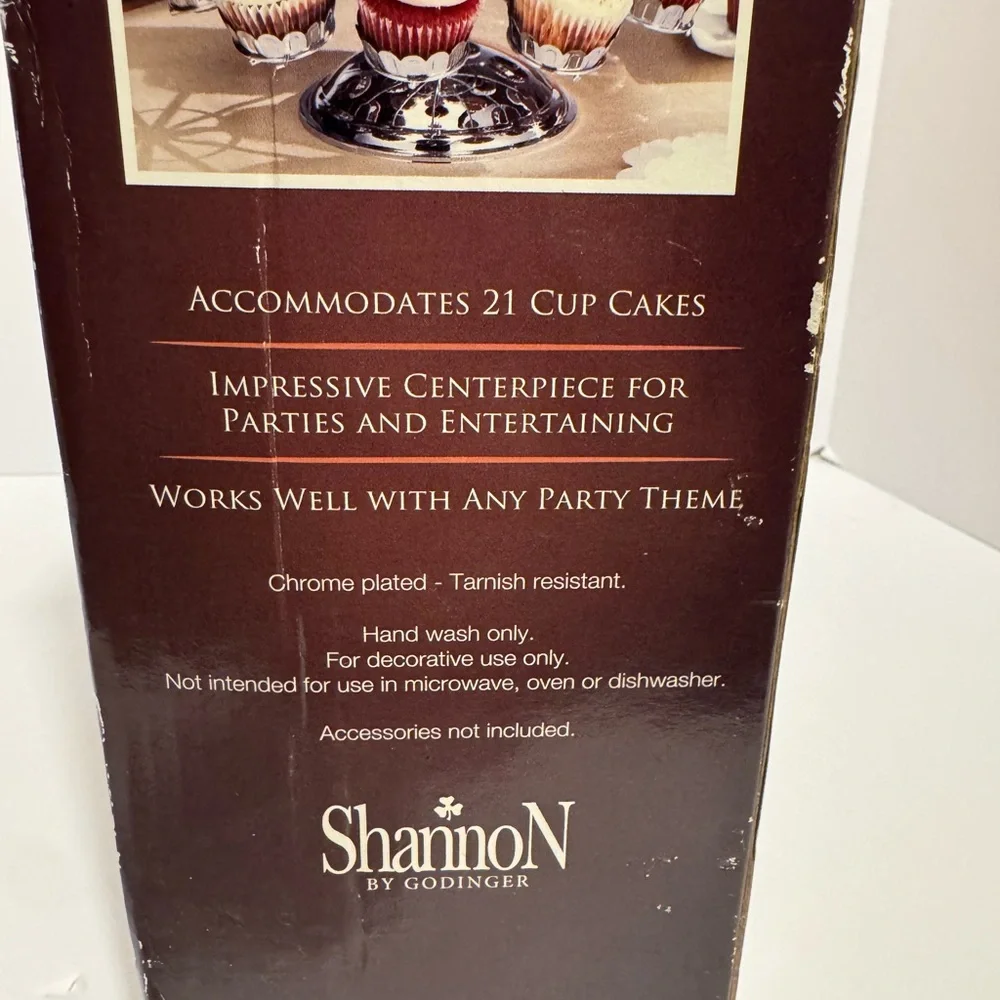 Shannon By Godinger Revolving Four Tier Chrome Cupcake Stand Vintage